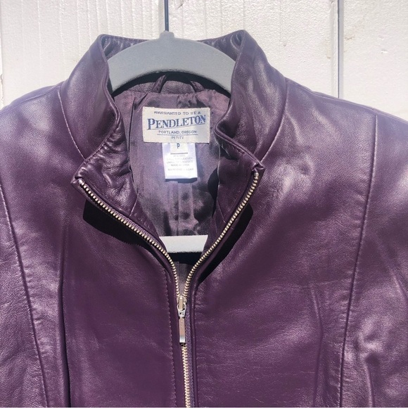 Pendleton Purple Leather Sleek Jacket - Picture 2 of 5